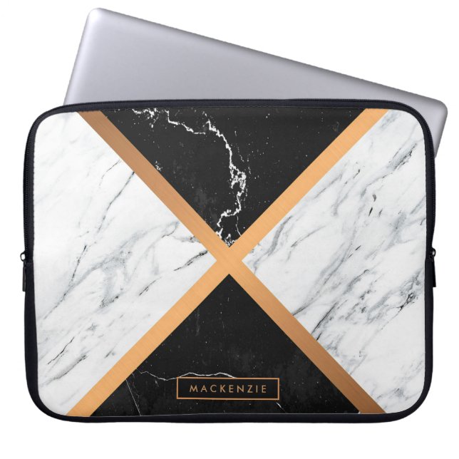 Housse Pour Ordinateur Portable Marbre noir et blanc (Devant)