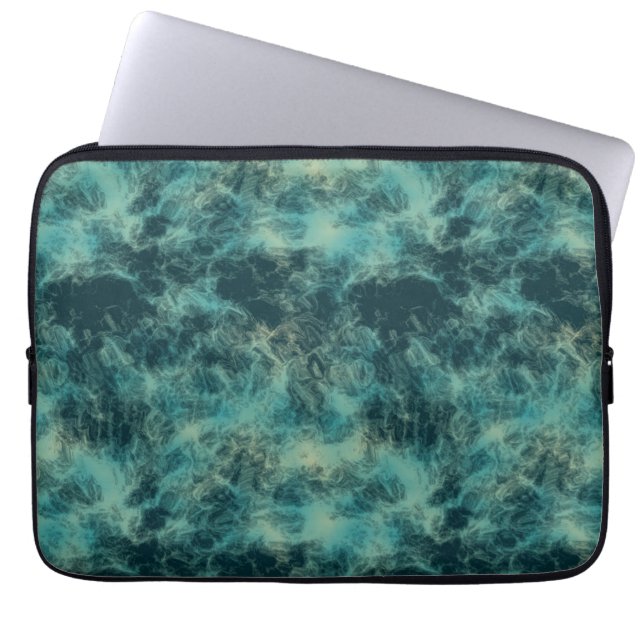 Housse Pour Ordinateur Portable Marbre turquoise Abstrait (Devant)