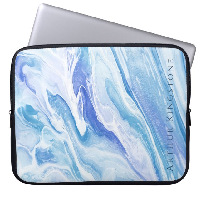 Housse Pour Ordinateur Portable Marbre turquoise bleu marine personnalisable (Devant)