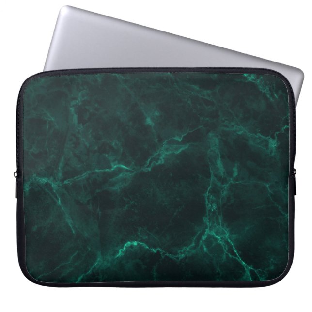 Housse Pour Ordinateur Portable Marbre vert foncé, texture transparente. (Devant)