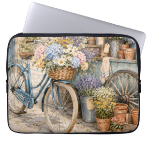 Housse Pour Ordinateur Portable Marché de fleurs Bloomcore avec bicyclette