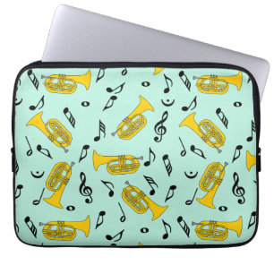 Housse Pour Ordinateur Portable Marching Baritone Music Notes Bass Clefs