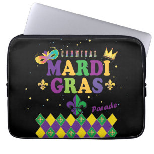 Housse Pour Ordinateur Portable Mardi Gras Carnival Décor Fleur de Lis Motif