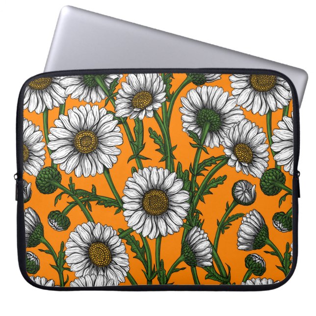Housse Pour Ordinateur Portable Marguerites sur orange (Devant)