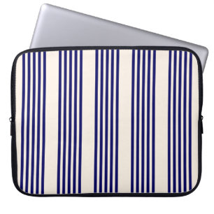 Housse Pour Ordinateur Portable Marine bleu et beige cinq bandes motif