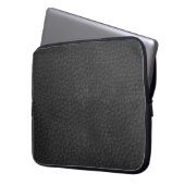Housse Pour Ordinateur Portable Masculine en cuir noir Peau rustique (devant gauche)