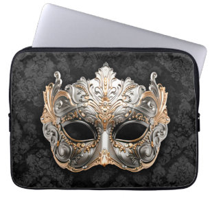 Housse Pour Ordinateur Portable Masque de Venise argenté