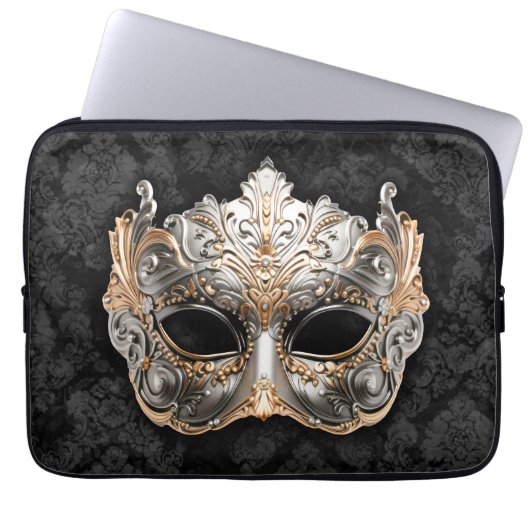 Housse Pour Ordinateur Portable Masque de Venise argenté (Devant)