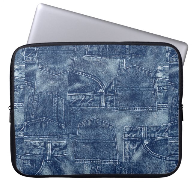 Housse Pour Ordinateur Portable matériau de denim, (Devant)