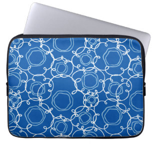 Housse Pour Ordinateur Portable Matrice florale abstraite (bleu royal) Beaux-arts