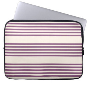 Housse Pour Ordinateur Portable Mauve violet beige cinq bandes motif