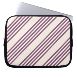 Housse Pour Ordinateur Portable Mauve violet beige cinq bandes motif