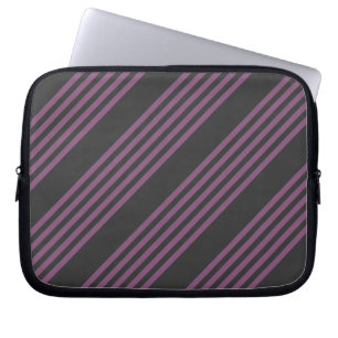 Housse Pour Ordinateur Portable Mauve violet et charbon de bois cinq bandes motif