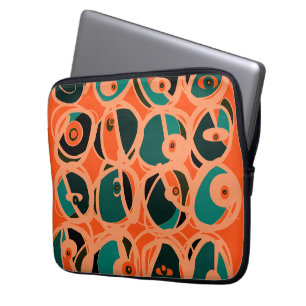 Housse Pour Ordinateur Portable MAZIPOODLES Je vois l'oeil orange sarcelle noir