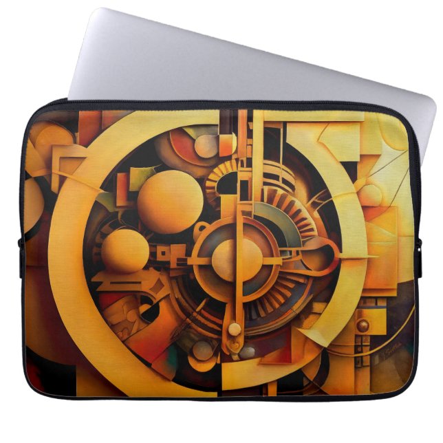 Housse Pour Ordinateur Portable Mécanisme doré abstrait Steampunk (Devant)