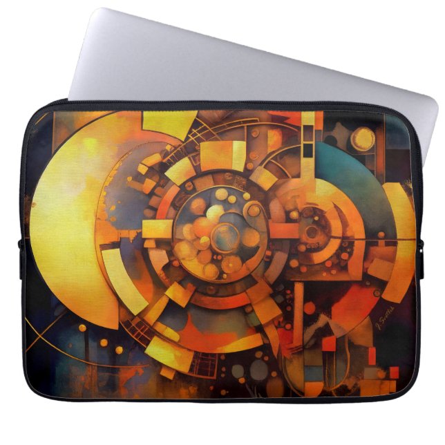 Housse Pour Ordinateur Portable Mécanisme Solaire Steampunk Abstrait (Devant)
