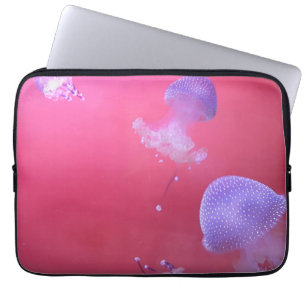 Housse Pour Ordinateur Portable Méduses fantaisistes dans l'eau rose