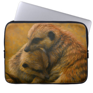 Housse Pour Ordinateur Portable Meerkat Cuddle - Peinture faunique tonique Terre