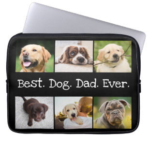 Housse Pour Ordinateur Portable Meilleur chien papa photo Collage jamais en noir e