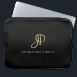 Housse Pour Ordinateur Portable Meilleur Monogramme de calligraphie or Modèle mini<br><div class="desc">Créez Votre Propre Élégant Noir Faux Or Calligraphie Monogramme Modèle Électronique Sac / Tablette & Ordinateur Coques / Neoprène Portable Manche 13 pouces.</div>