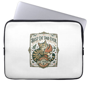 Housse Pour Ordinateur Portable Meilleur Papa Chat Maman Papa Parent Vintage Vecto