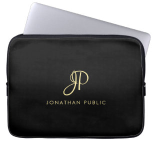Housse Pour Ordinateur Portable Meilleur Top Gold Look Typographie Monogramme Modè