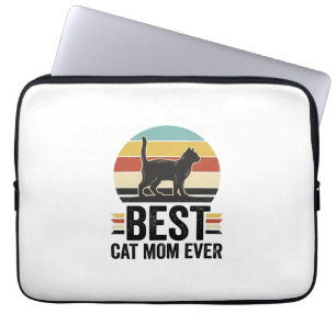 Housse Pour Ordinateur Portable Meilleure Maman de Chat Vintage Chat Noir Rétro De