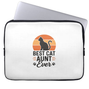 Housse Pour Ordinateur Portable Meilleure Tante de Chat Vintage Sunset T-Shirt Des
