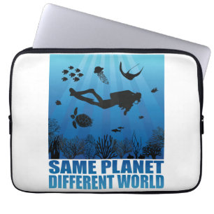 Housse Pour Ordinateur Portable Même Planète Différents Monde Plongeur Scuba Diver