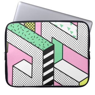 Housse Pour Ordinateur Portable Memphis Abstrait : formes géométriques des années