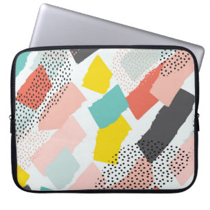 Housse Pour Ordinateur Portable Memphis brosse traits : motif vintage.