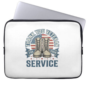Housse Pour Ordinateur Portable Merci Vétéran Patriotique Bottes Service Chemise_1