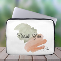 Merci Watercolor Amande et Vert Nom Personnalisé