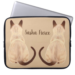 Housse Pour Ordinateur Portable Mère du chat siamois Sasha, vue arrière de la chat