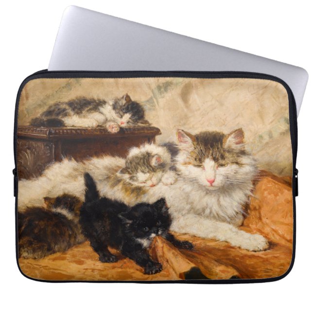 Housse Pour Ordinateur Portable Mère et ses chatons (Devant)