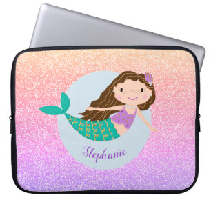Housse Pour Ordinateur Portable Mermaid Rainbow Parties scintillant mite