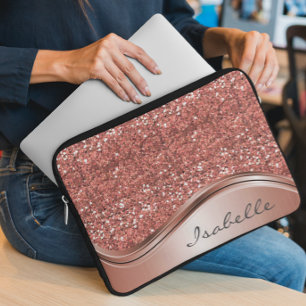 Housse Pour Ordinateur Portable Métal Personnalisé Rose Gold Sparkle Glam Bling