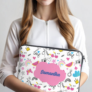Housse Pour Ordinateur Portable Mete Girly Prénom Motif d'illustration tendance