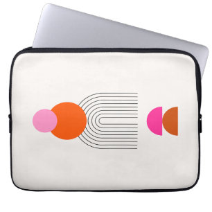 Housse Pour Ordinateur Portable Mi-siècle Moderne 03 Arc Abstrait rose orange