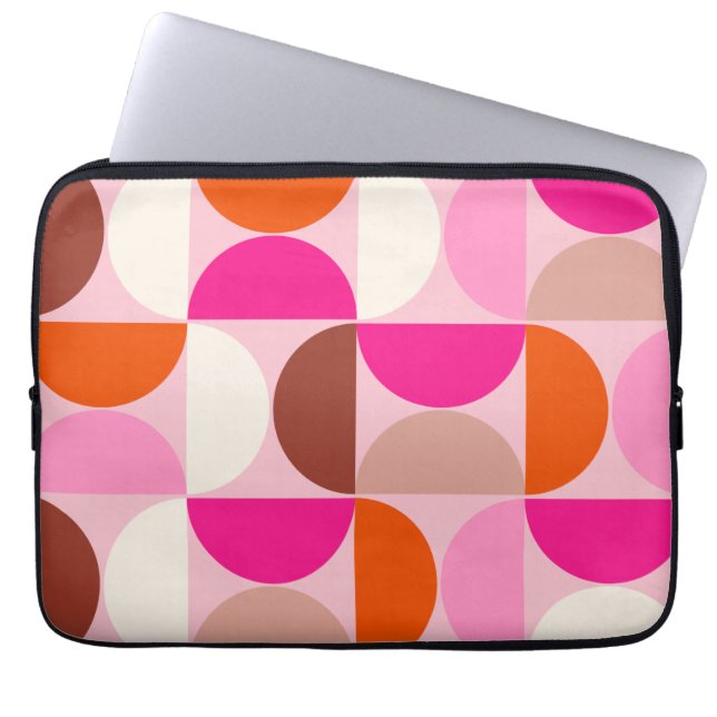 Housse Pour Ordinateur Portable Mi-siècle Moderne Abstrait Motif rose orange (Devant)