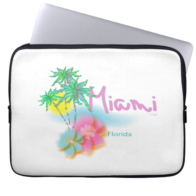 Housse Pour Ordinateur Portable Miami, Floride, Palms, Graphisme, Cool (Devant)