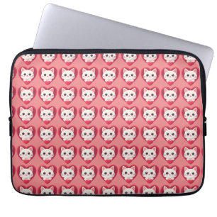Housse Pour Ordinateur Portable Mignon Chat Blanc avec Design Kawaii Kitty Love