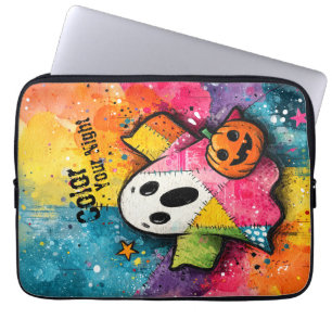 Housse Pour Ordinateur Portable Mignon fantôme patchwork Art éclaboussé coloré