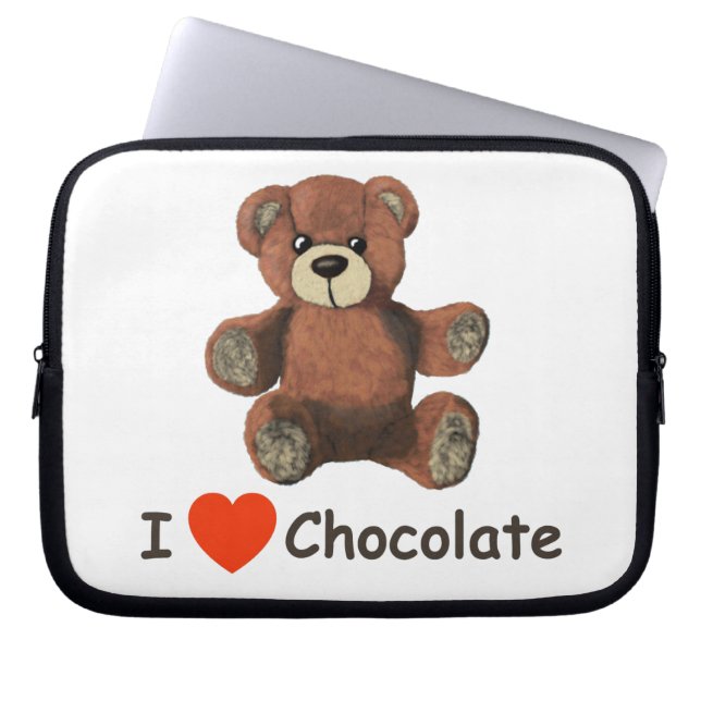 Housse Pour Ordinateur Portable Mignonne I Coeur (Amour) Chocolat Teddy Ours (Devant)