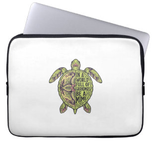 Housse Pour Ordinateur Portable Mimi Grand-mère Tortue de mer Vintage Floral Conce
