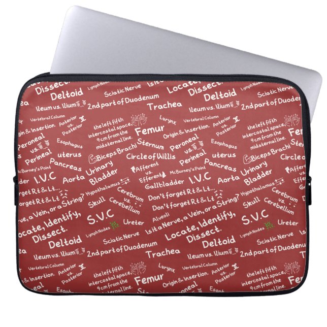 Housse Pour Ordinateur Portable Minimal Anatomical Doodle Pattern Medical Laptop  (Devant)