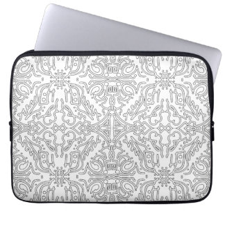 Housse Pour Ordinateur Portable Minimalist Grey Floral Pattern