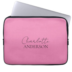 Housse Pour Ordinateur Portable Minimaliste Moderne Simple Élégant Nom Rose
