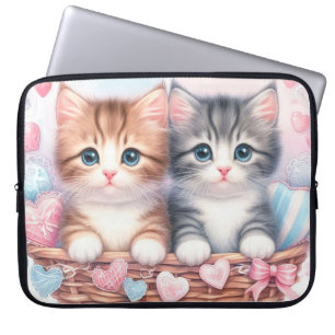 HOUSSE POUR ORDINATEUR PORTABLE MINOUS DE LA SAINT-VALENTIN MIGNONS AQUARELLE PAST
