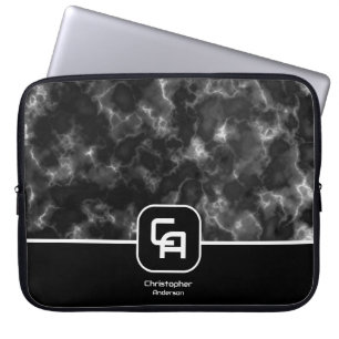 Housse Pour Ordinateur Portable Misty Smoke Monogramme noir blanc